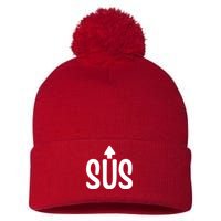 Sus Pointing Arrow Up Gaming Meme Impostor IM Kinda Sus Pom Pom 12in Knit Beanie