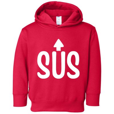 Sus Pointing Arrow Up Gaming Meme Impostor IM Kinda Sus Toddler Hoodie