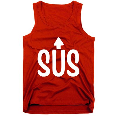 Sus Pointing Arrow Up Gaming Meme Impostor IM Kinda Sus Tank Top