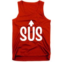 Sus Pointing Arrow Up Gaming Meme Impostor IM Kinda Sus Tank Top