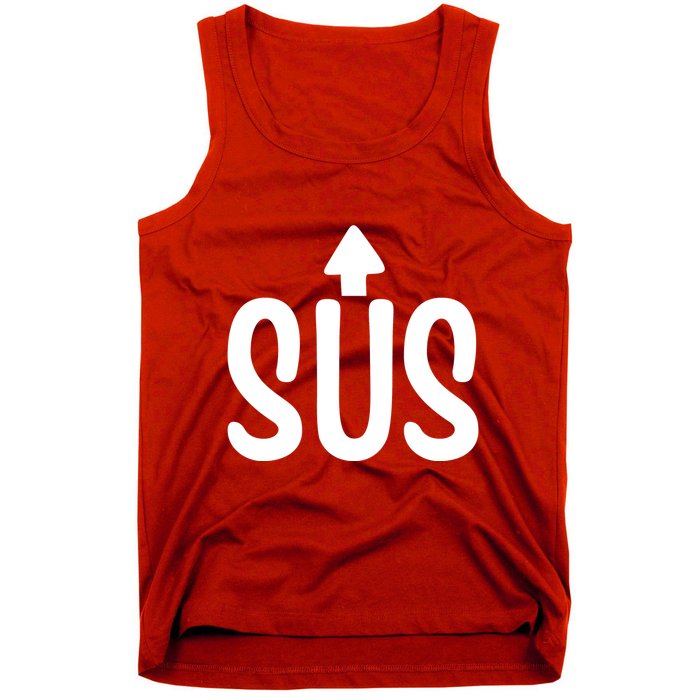 Sus Pointing Arrow Up Gaming Meme Impostor IM Kinda Sus Tank Top