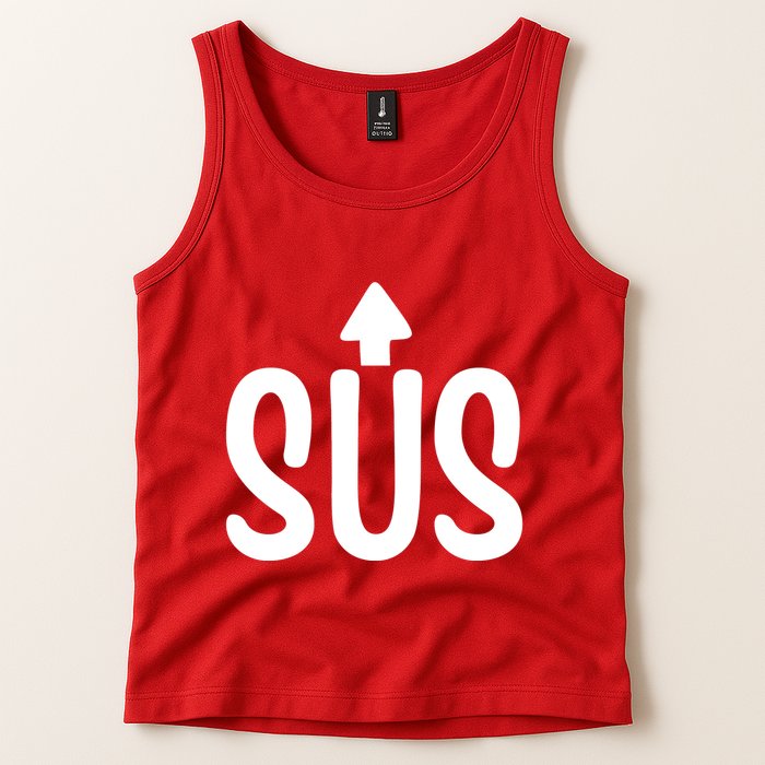Sus Pointing Arrow Up Gaming Meme Impostor IM Kinda Sus Tank Top