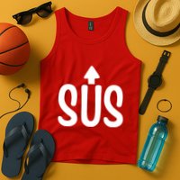 Sus Pointing Arrow Up Gaming Meme Impostor IM Kinda Sus Tank Top