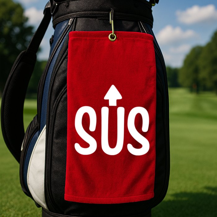 Sus Pointing Arrow Up Gaming Meme Impostor IM Kinda Sus Golf Towel