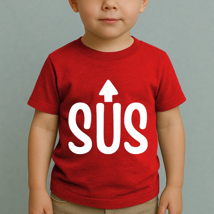 Sus Pointing Arrow Up Gaming Meme Impostor IM Kinda Sus Toddler T-Shirt