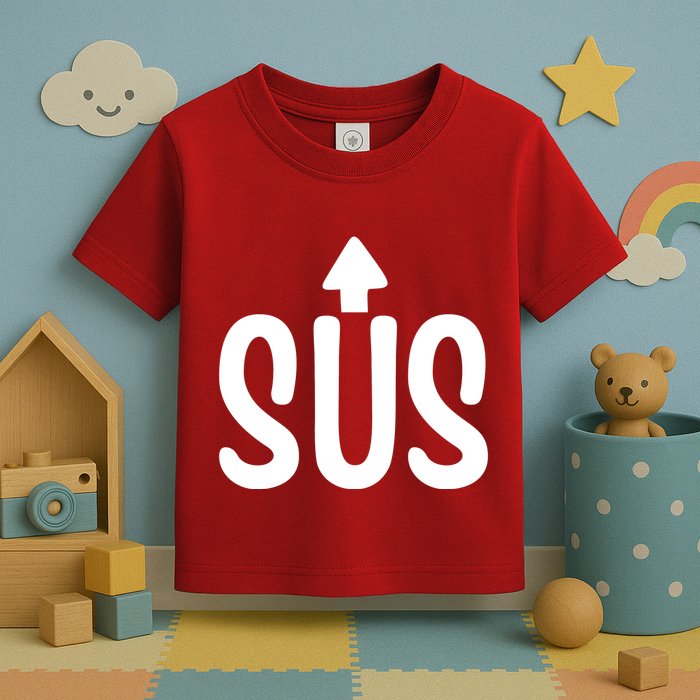 Sus Pointing Arrow Up Gaming Meme Impostor IM Kinda Sus Toddler T-Shirt