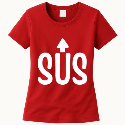 Sus Pointing Arrow Up Gaming Meme Impostor IM Kinda Sus Womens T-Shirt