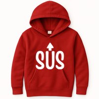 Sus Pointing Arrow Up Gaming Meme Impostor IM Kinda Sus Kids Hoodie