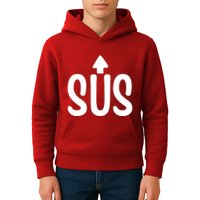 Sus Pointing Arrow Up Gaming Meme Impostor IM Kinda Sus Kids Hoodie