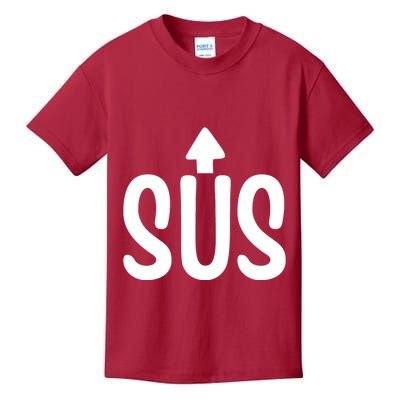 Sus Pointing Arrow Up Gaming Meme Impostor IM Kinda Sus Kids T-Shirt