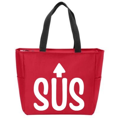 Sus Pointing Arrow Up Gaming Meme Impostor IM Kinda Sus Zip Tote Bag