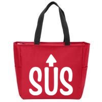 Sus Pointing Arrow Up Gaming Meme Impostor IM Kinda Sus Zip Tote Bag