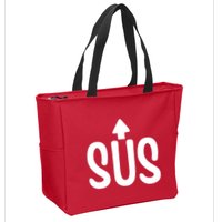 Sus Pointing Arrow Up Gaming Meme Impostor IM Kinda Sus Zip Tote Bag