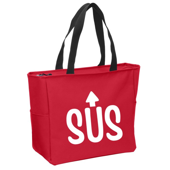 Sus Pointing Arrow Up Gaming Meme Impostor IM Kinda Sus Zip Tote Bag