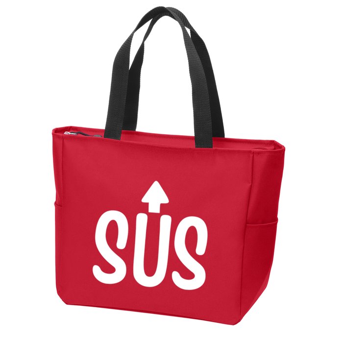 Sus Pointing Arrow Up Gaming Meme Impostor IM Kinda Sus Zip Tote Bag