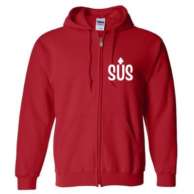 Sus Pointing Arrow Up Gaming Meme Impostor IM Kinda Sus Full Zip Hoodie