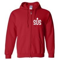 Sus Pointing Arrow Up Gaming Meme Impostor IM Kinda Sus Full Zip Hoodie