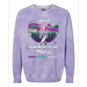 Suicide Prevention Awareness I Wear Teal And Purple For My Mom Cool Gift Colorblast Crewneck Sweatshirt