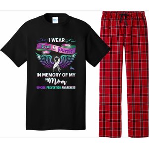 Suicide Prevention Awareness I Wear Teal And Purple For My Mom Cool Gift Pajama Set