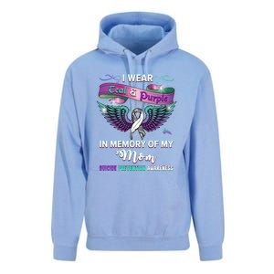 Suicide Prevention Awareness I Wear Teal And Purple For My Mom Cool Gift Unisex Surf Hoodie