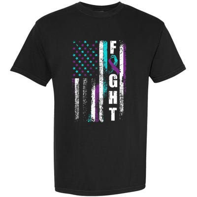 Suicide Prevention Awareness American Flag Distress Garment-Dyed Heavyweight T-Shirt