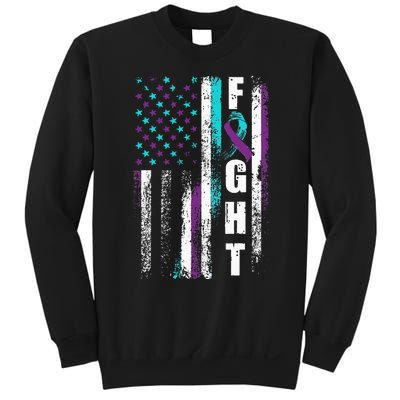 Suicide Prevention Awareness American Flag Distress Sweatshirt