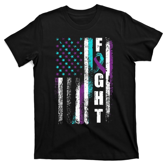 Suicide Prevention Awareness American Flag Distress T-Shirt