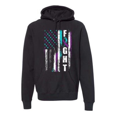 Suicide Prevention Awareness American Flag Distress Premium Hoodie