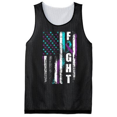 Suicide Prevention Awareness American Flag Distress Mesh Reversible Basketball Jersey Tank