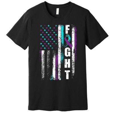 Suicide Prevention Awareness American Flag Distress Premium T-Shirt