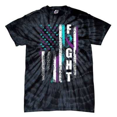 Suicide Prevention Awareness American Flag Distress Tie-Dye T-Shirt