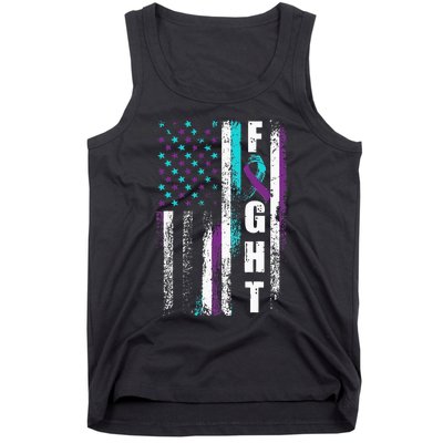 Suicide Prevention Awareness American Flag Distress Tank Top