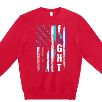 Suicide Prevention Awareness American Flag Distress Premium Crewneck Sweatshirt