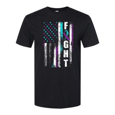 Suicide Prevention Awareness American Flag Distress Softstyle® CVC T-Shirt