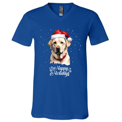 Santa Paws Adorable Merry Christmas Dog With Santa Hat Funny Gift V-Neck T-Shirt