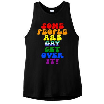 Some People Are Gay Support Lesbian Rainbow Lgbt Pride Meaningful Gift Ladies PosiCharge Tri-Blend Wicking Tank