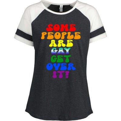 Some People Are Gay Support Lesbian Rainbow Lgbt Pride Meaningful Gift Enza Ladies Jersey Colorblock Tee