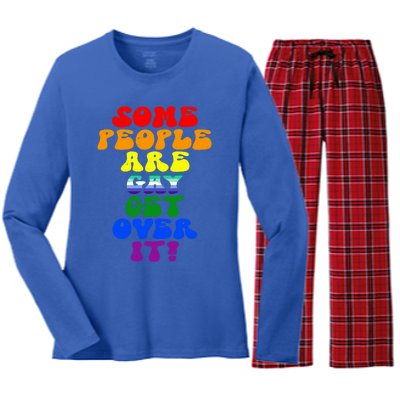 Some People Are Gay Support Lesbian Rainbow Lgbt Pride Meaningful Gift Women's Long Sleeve Flannel Pajama Set 