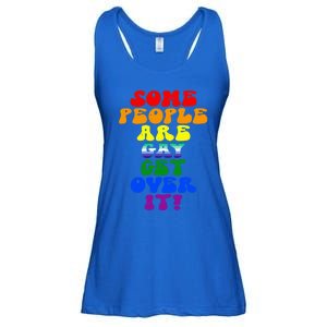 Some People Are Gay Support Lesbian Rainbow Lgbt Pride Meaningful Gift Ladies Essential Flowy Tank