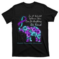 Suicide Prevention Awareness Sunflower Elephant Be Kind T-Shirt