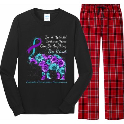 Suicide Prevention Awareness Sunflower Elephant Be Kind Long Sleeve Pajama Set