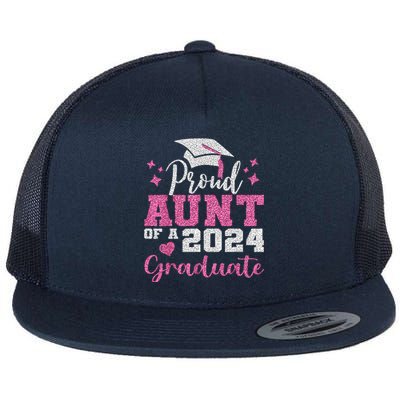 Super Proud Aunt Of 2024 Graduate Awesome Family College Flat Bill Trucker Hat