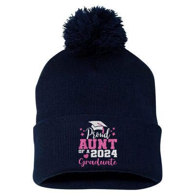 Super Proud Aunt Of 2024 Graduate Awesome Family College Pom Pom 12in Knit Beanie