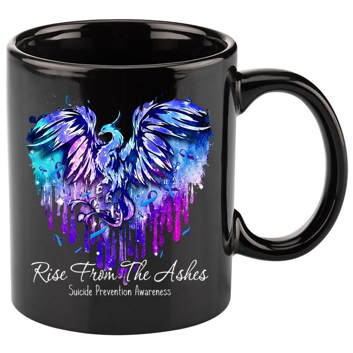 Suicide Prevention Awareness Phoenix Rise From The Ashes 11oz C Handle Ceramic Mug