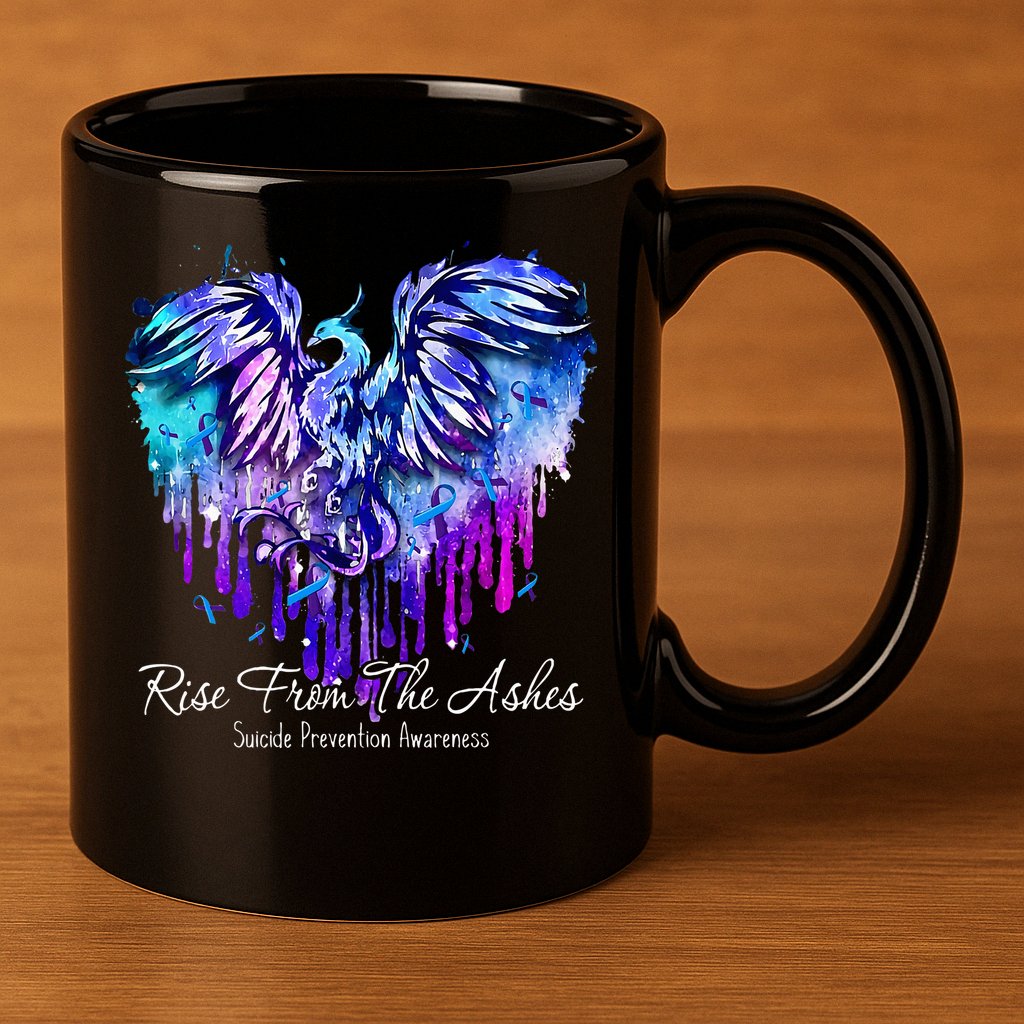 Suicide Prevention Awareness Phoenix Rise From The Ashes 11oz C Handle Ceramic Mug
