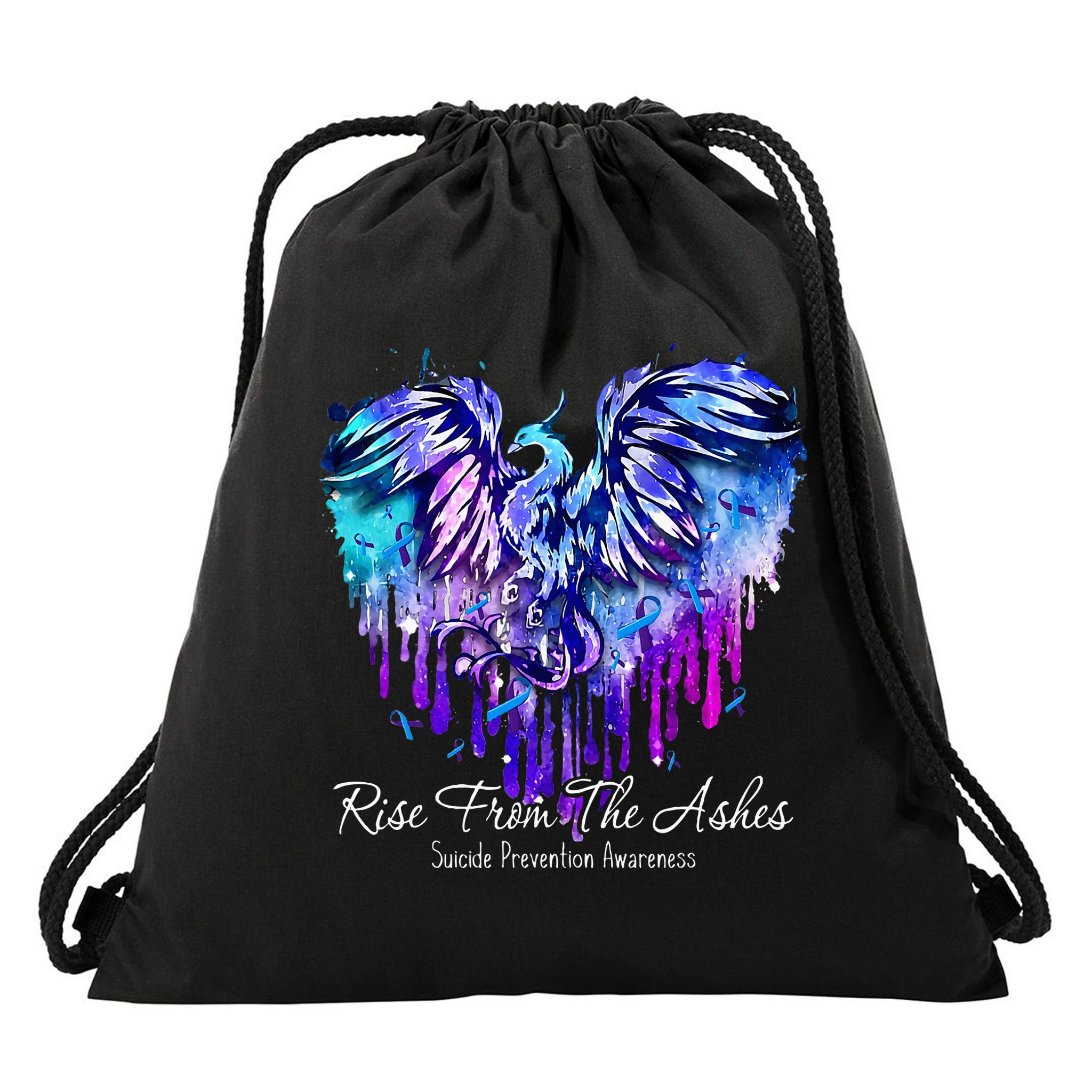 Suicide Prevention Awareness Phoenix Rise From The Ashes Drawstring Bag