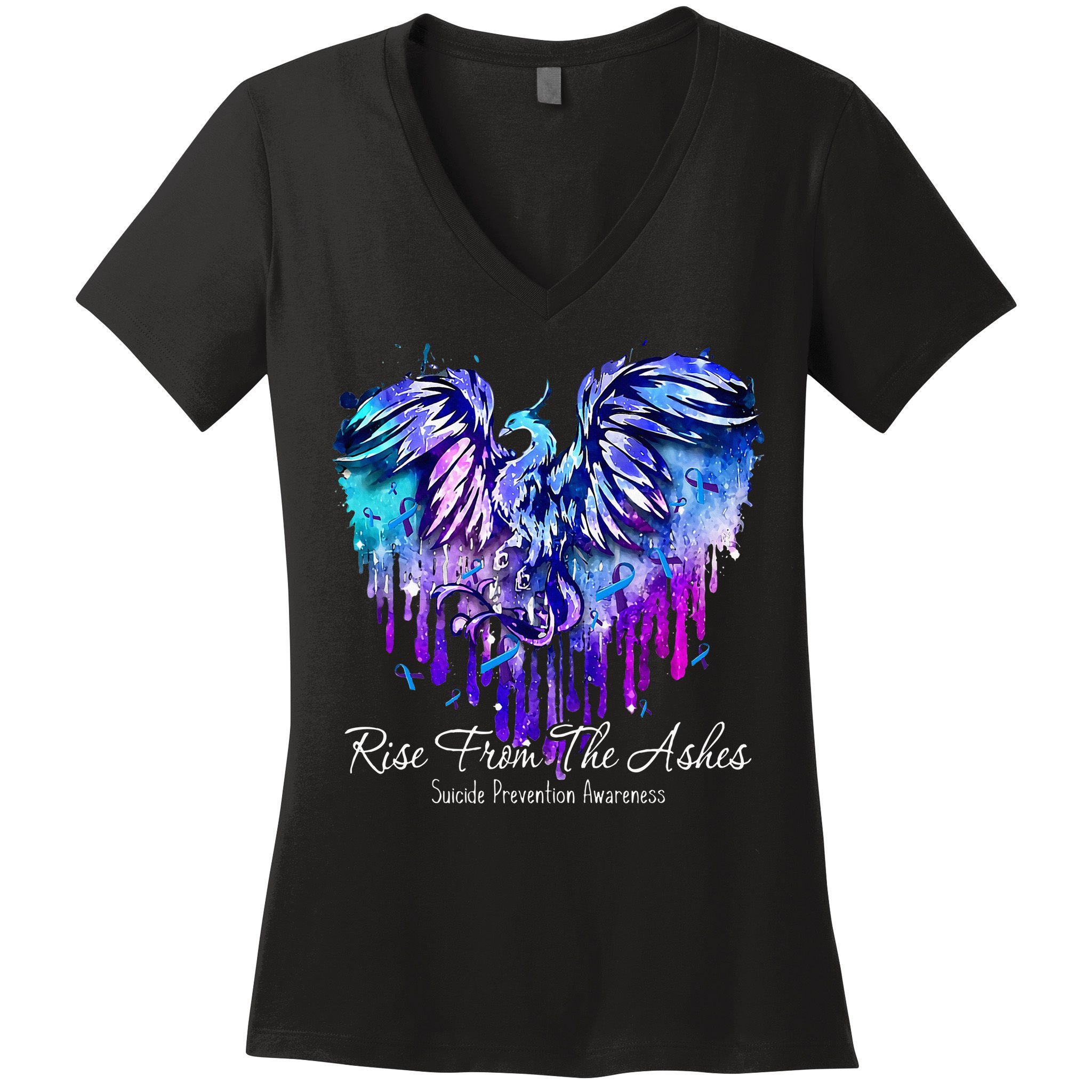 Suicide Prevention Awareness Phoenix Rise From The Ashes Women's V-Neck T-Shirt