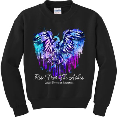 Suicide Prevention Awareness Phoenix Rise From The Ashes Kids Sweatshirt