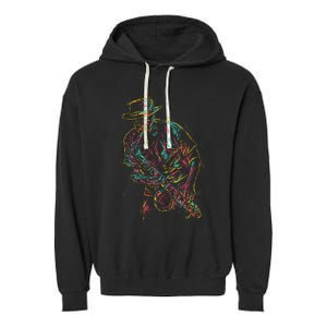 Saxophone Player Abstract Art Garment-Dyed Fleece Hoodie