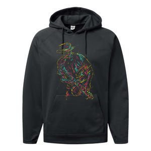 Saxophone Player Abstract Art Performance Fleece Hoodie